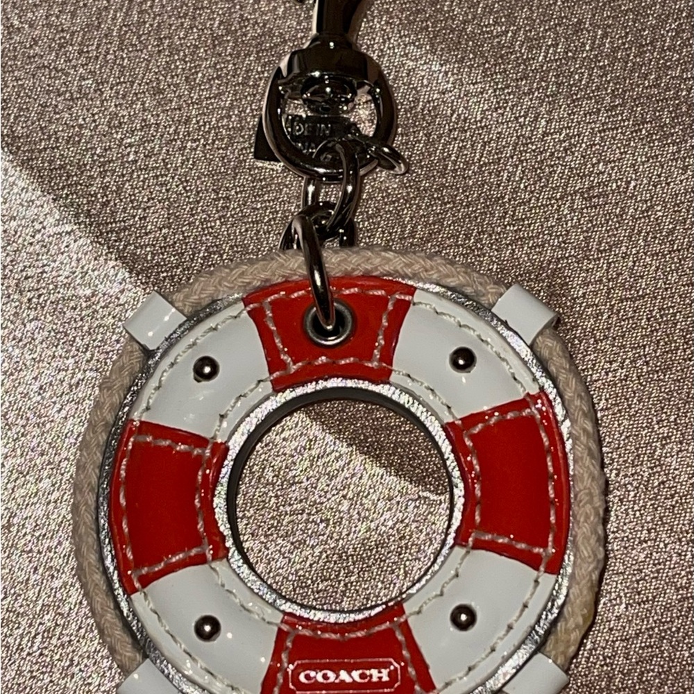 RARE Coach Red and White Lifebuoy Life Preserver Keychain FOB